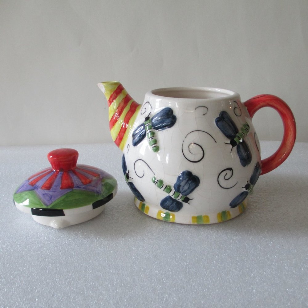 VINTAGE DRAGONFLY CERAMIC TEAPOT - Picture 6 of 14